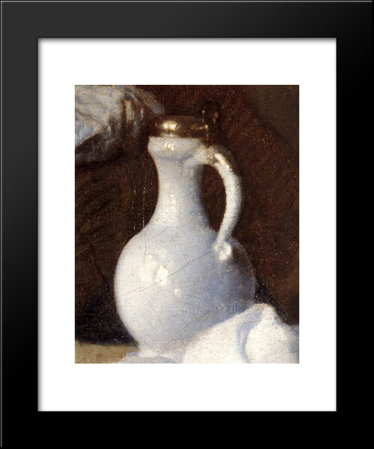 A Lady And Two Gentlemen [Detail: 3] 20x24 Black Modern Wood Framed Art Print Poster by Vermeer, Johannes