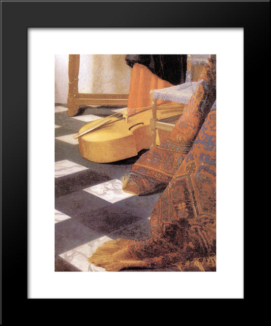 A Lady At The Virginals With A Gentleman [Detail: 3] 20x24 Black Modern Wood Framed Art Print Poster by Vermeer, Johannes