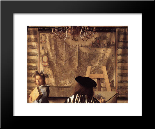 The Art Of Painting [Detail: 1] 20x24 Black Modern Wood Framed Art Print Poster by Vermeer, Johannes