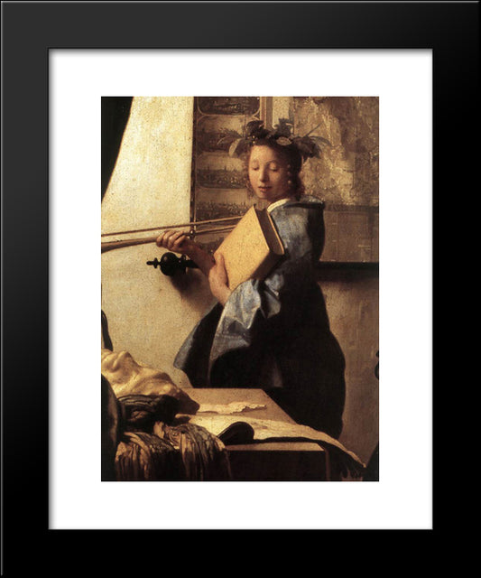 The Art Of Painting [Detail: 2] 20x24 Black Modern Wood Framed Art Print Poster by Vermeer, Johannes