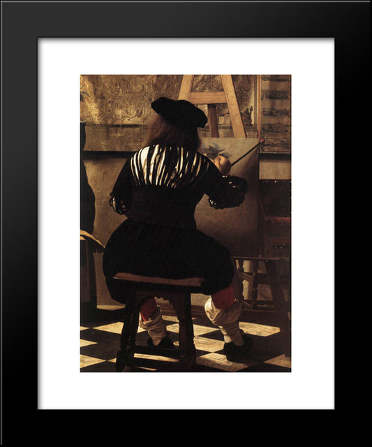 The Art Of Painting [Detail: 3] 20x24 Black Modern Wood Framed Art Print Poster by Vermeer, Johannes