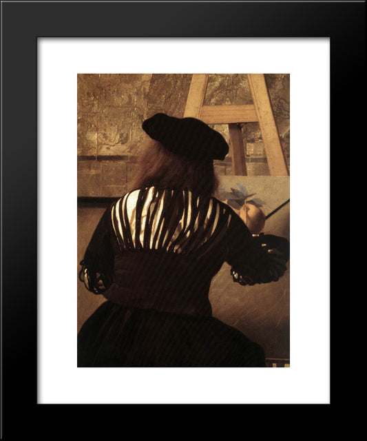 The Art Of Painting [Detail: 4] 20x24 Black Modern Wood Framed Art Print Poster by Vermeer, Johannes