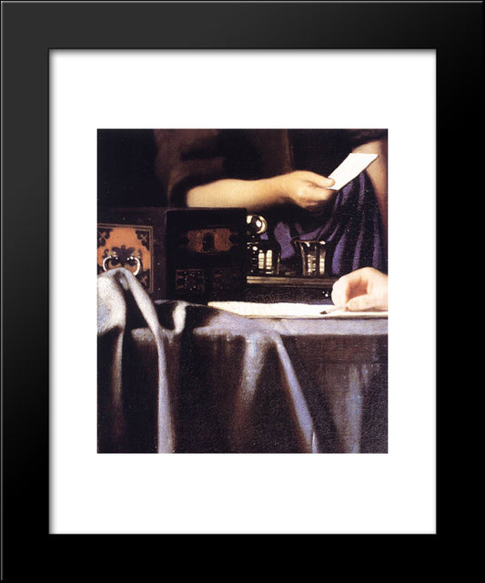 Lady With Her Maidservant Holding A Letter [Detail: 3] 20x24 Black Modern Wood Framed Art Print Poster by Vermeer, Johannes
