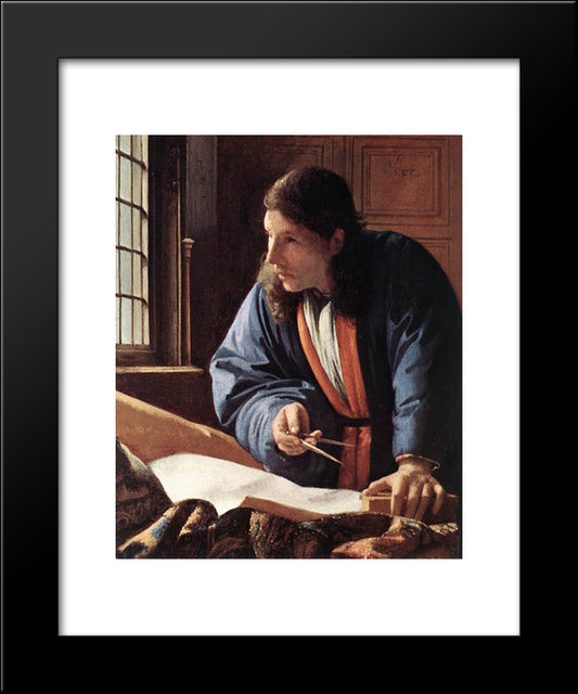 The Geographer [Detail: 1] 20x24 Black Modern Wood Framed Art Print Poster by Vermeer, Johannes
