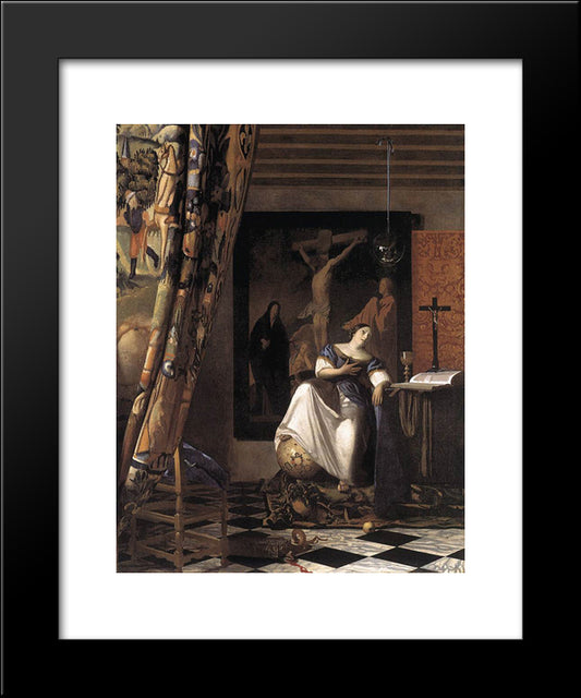 The Allegory Of The Faith 20x24 Black Modern Wood Framed Art Print Poster by Vermeer, Johannes