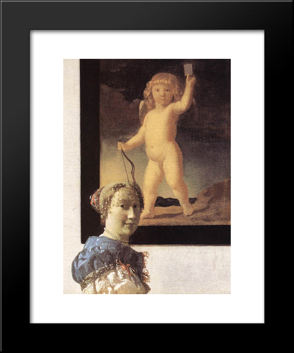 Lady Standing At A Virginal [Detail: 1] 20x24 Black Modern Wood Framed Art Print Poster by Vermeer, Johannes