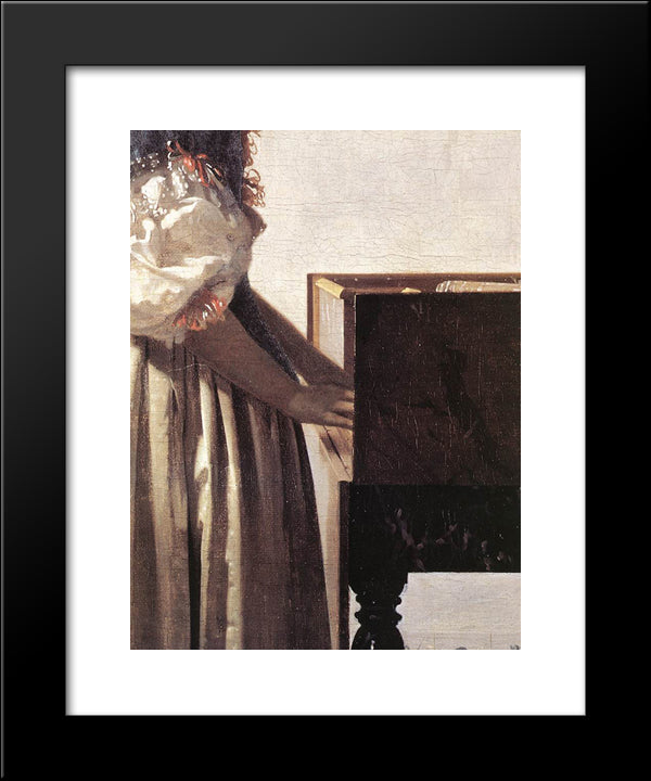 Lady Standing At A Virginal [Detail: 2] 20x24 Black Modern Wood Framed Art Print Poster by Vermeer, Johannes
