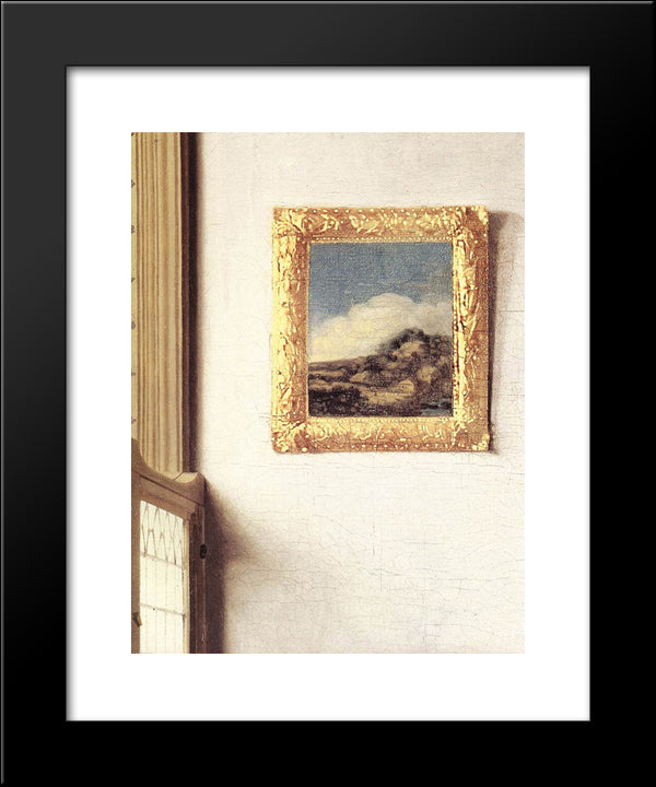 Lady Standing At A Virginal [Detail: 3] 20x24 Black Modern Wood Framed Art Print Poster by Vermeer, Johannes