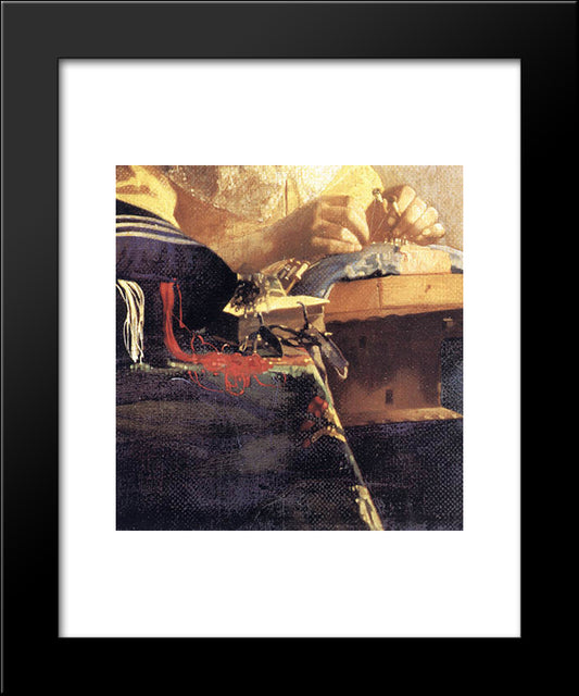 The Lacemaker [Detail: 2] 20x24 Black Modern Wood Framed Art Print Poster by Vermeer, Johannes