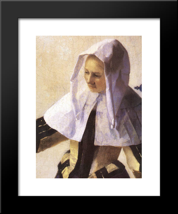Young Woman With A Water Jug [Detail: 2] 20x24 Black Modern Wood Framed Art Print Poster by Vermeer, Johannes