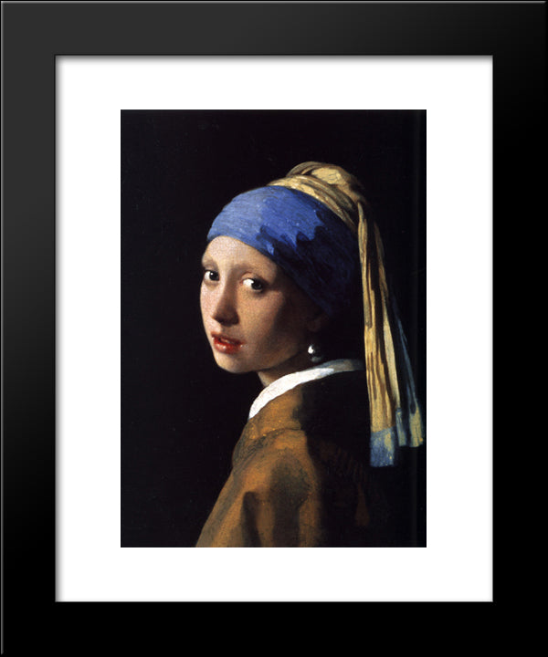 Girl With A Pearl Earring 20x24 Black Modern Wood Framed Art Print Poster by Vermeer, Johannes