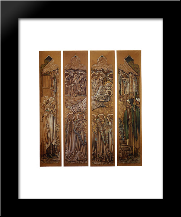 The Nativity, Cartoons For Stained Glass At St. David'S Church, Hawarden 20x24 Black Modern Wood Framed Art Print Poster by Burne Jones, Edward