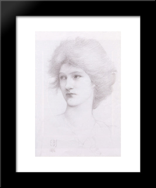 Portrait Study Of Olive Maxse 20x24 Black Modern Wood Framed Art Print Poster by Burne Jones, Edward