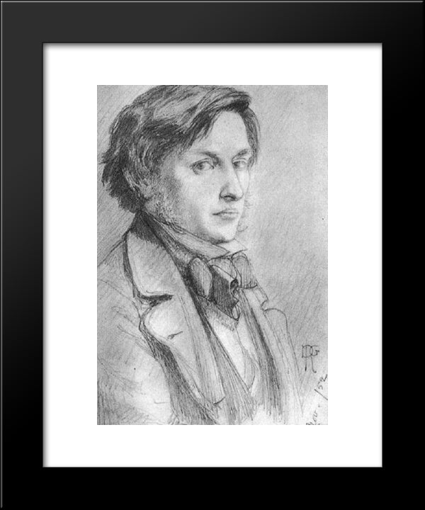 Portrait Of Ford Madox Brown 20x24 Black Modern Wood Framed Art Print Poster by Rossetti, Dante Gabriel