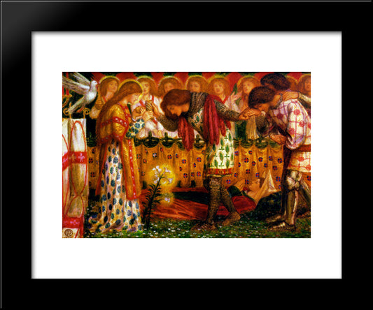 How Sir Galahad, Sir Bors And Sir Percival Were Fed With The Sanc Grael; But Sir Percival'S Sister Died By The Way 20x24 Black Modern Wood Framed Art Print Poster by Rossetti, Dante Gabriel