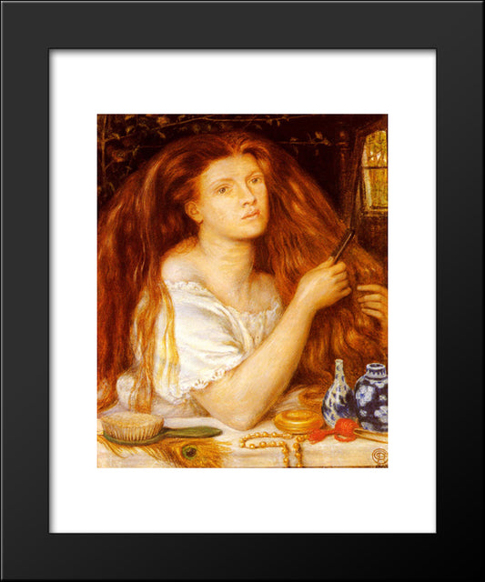 Woman Combing Her Hair 20x24 Black Modern Wood Framed Art Print Poster by Rossetti, Dante Gabriel