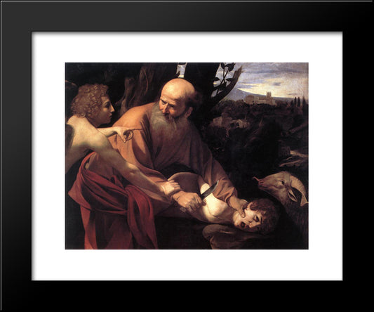 The Sacrifice Of Isaac 20x24 Black Modern Wood Framed Art Print Poster by Caravaggio