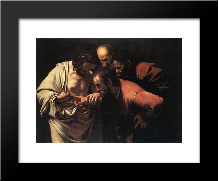 The Incredulity Of Saint Thomas 20x24 Black Modern Wood Framed Art Print Poster by Caravaggio