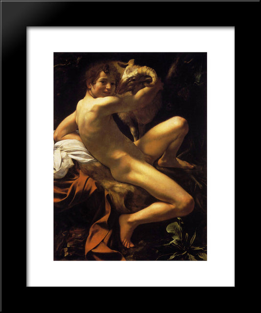 St. John The Baptist 20x24 Black Modern Wood Framed Art Print Poster by Caravaggio