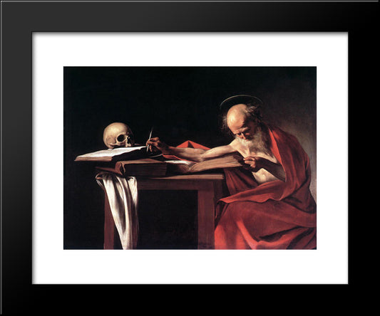 St. Jerome 20x24 Black Modern Wood Framed Art Print Poster by Caravaggio