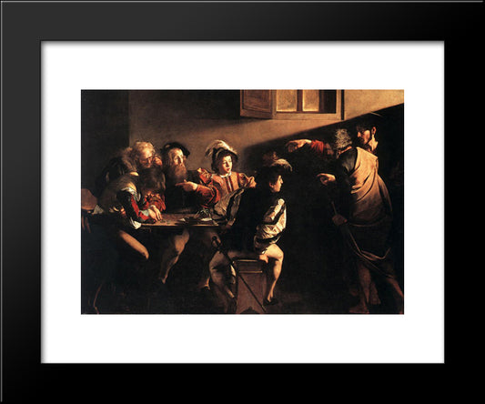 The Calling Of St. Matthew 20x24 Black Modern Wood Framed Art Print Poster by Caravaggio