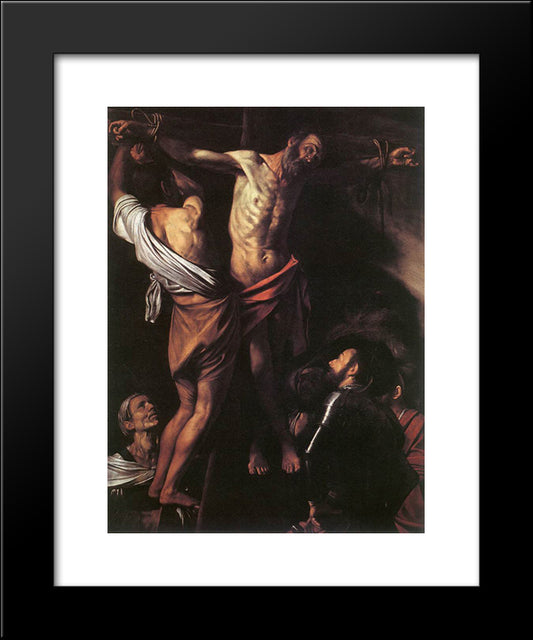 The Crucifixion Of St. Andrew 20x24 Black Modern Wood Framed Art Print Poster by Caravaggio