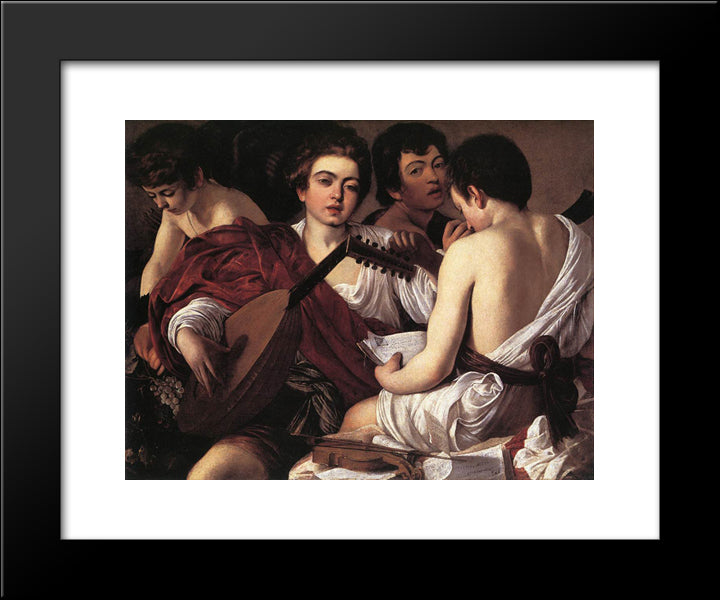 The Musicians 20x24 Black Modern Wood Framed Art Print Poster by Caravaggio