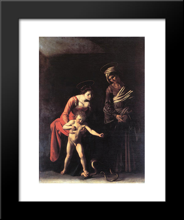 Madonna With The Serpent 20x24 Black Modern Wood Framed Art Print Poster by Caravaggio