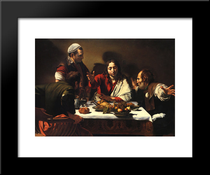 The Supper At Emmaus 20x24 Black Modern Wood Framed Art Print Poster by Caravaggio