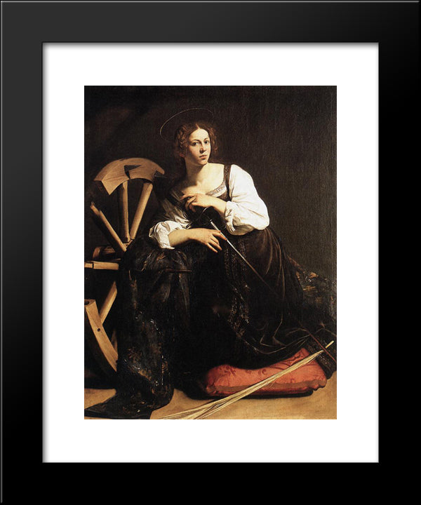 St. Catherine Of Alexandria 20x24 Black Modern Wood Framed Art Print Poster by Caravaggio