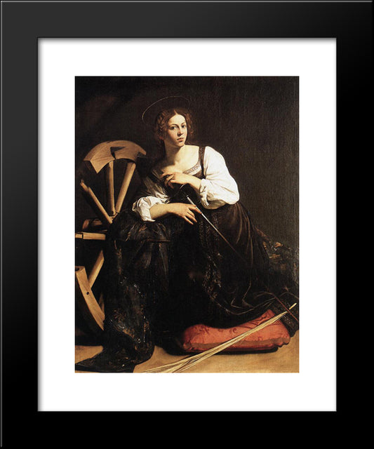 St. Catherine Of Alexandria 20x24 Black Modern Wood Framed Art Print Poster by Caravaggio