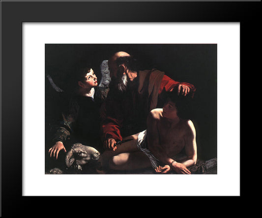 The Sacrifice Of Isaac 20x24 Black Modern Wood Framed Art Print Poster by Caravaggio