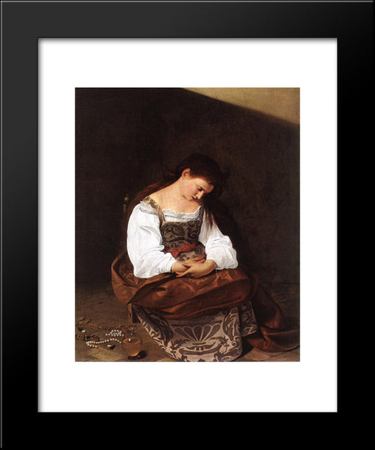 Magdalene 20x24 Black Modern Wood Framed Art Print Poster by Caravaggio