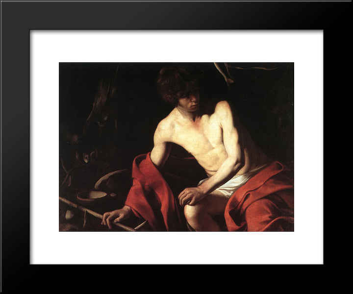 St. John The Baptist 20x24 Black Modern Wood Framed Art Print Poster by Caravaggio