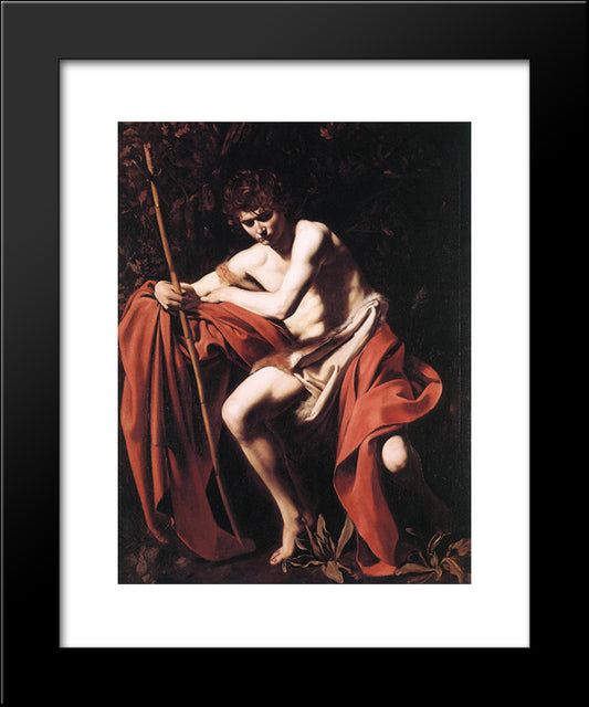 St. John The Baptist 20x24 Black Modern Wood Framed Art Print Poster by Caravaggio