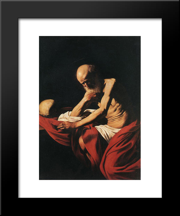 St. Jerome 20x24 Black Modern Wood Framed Art Print Poster by Caravaggio