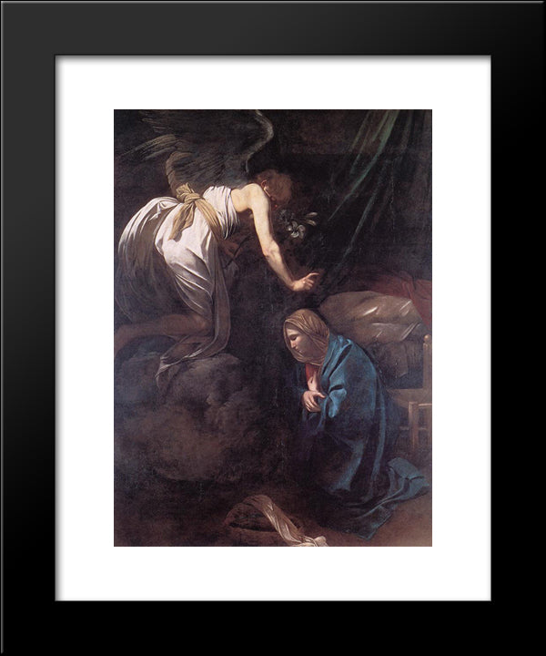 The Annunciation 20x24 Black Modern Wood Framed Art Print Poster by Caravaggio