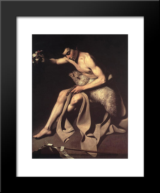 St. John The Baptist 20x24 Black Modern Wood Framed Art Print Poster by Caravaggio