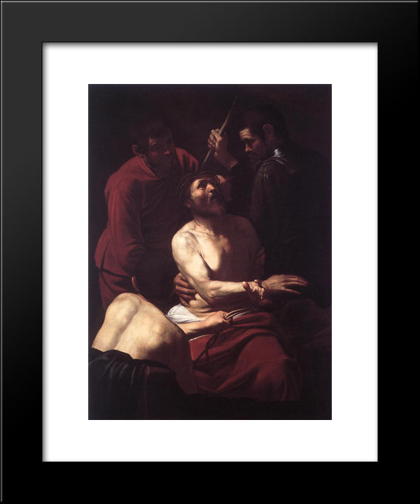 The Crowning With Thorns 20x24 Black Modern Wood Framed Art Print Poster by Caravaggio