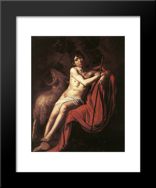 St. John The Baptist 20x24 Black Modern Wood Framed Art Print Poster by Caravaggio