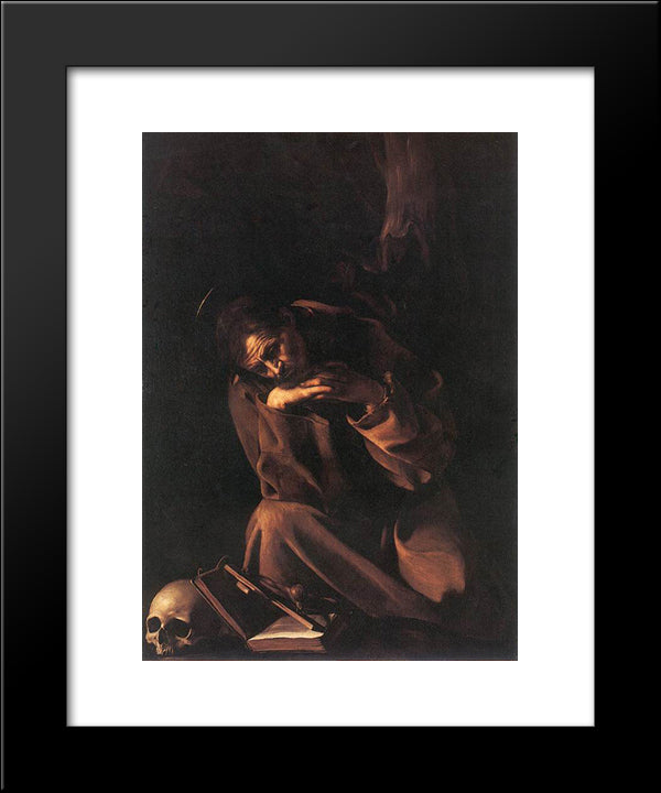 St. Francis 20x24 Black Modern Wood Framed Art Print Poster by Caravaggio