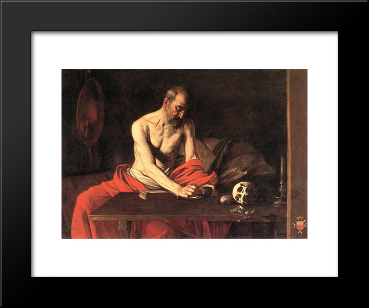 St. Jerome 20x24 Black Modern Wood Framed Art Print Poster by Caravaggio