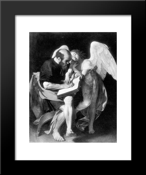 St. Matthew And The Angel 20x24 Black Modern Wood Framed Art Print Poster by Caravaggio