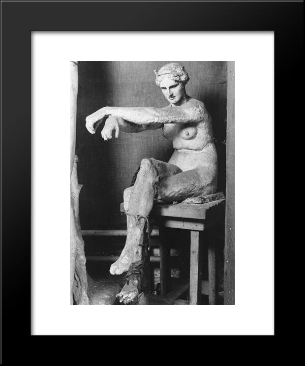 Seated Female Nude 20x24 Black Modern Wood Framed Art Print Poster by Watts, George Frederick