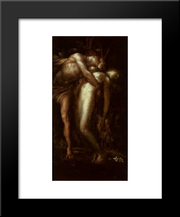 Orpheus And Eurydice 20x24 Black Modern Wood Framed Art Print Poster by Watts, George Frederick