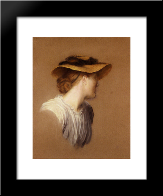 Portrait Of The Artist'S Wife Mary 20x24 Black Modern Wood Framed Art Print Poster by Watts, George Frederick