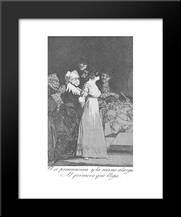 Caprichos - Plate 2: They Say Yes And Give Their Hand To The First Comer 20x24 Black Modern Wood Framed Art Print Poster by Goya, Francisco