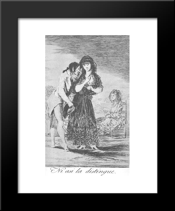 Caprichos - Plate 7: Even Thus He Cannot Make Her Out 20x24 Black Modern Wood Framed Art Print Poster by Goya, Francisco