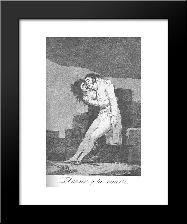 Caprichos - Plate 10: Love And Death 20x24 Black Modern Wood Framed Art Print Poster by Goya, Francisco