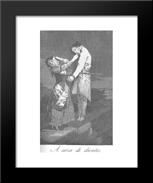 Caprichos - Plate 12: Out Hunting For Teeth 20x24 Black Modern Wood Framed Art Print Poster by Goya, Francisco